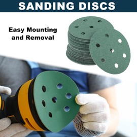 TUCKBOLD Car Sanding Discs 3.5inch 7 Hole 60 Grit Abrasion Resistance | Round Hook and Loop Sandpaper Green 50 Pcs