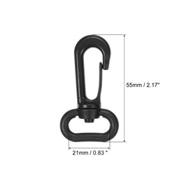 PATIKIL Plastic Swivel Snap Hook, 3 Pack Rotary Lobster Clasp Buckle for Travel Sport Backpack Luggage Webbing Strap, Black