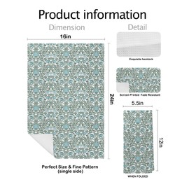 XUNLURY Vintage Boho Blue Floral Kitchen Towels, Retro Flower Botanical Dish Towels Tea Towels for Kitchen, Cottagecore Floral Hand Towels for Bathroom, Rustic Kitchen Bathroom Decor, 16x24 Inch