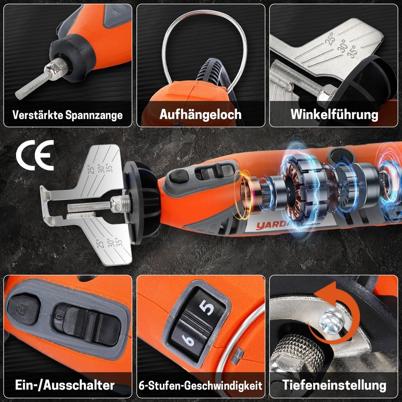 YARDMARIS Electric Chain Sharpener Set with Titanium Coated Diamond Bits,