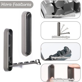 iHangers Foldable Heavy-Duty Wall Hooks, 2-Pack Gold Aluminum Alloy Screw-Mounted Hooks for Towels, Coats, Bags - 18 lbs Load Capacity, Rustproof Design for Bathroom, Kitchen, Entryway (Space Grey)