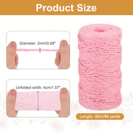 sourcing map Pink Raffia Ribbon,98 Yard Natural Raffia Paper String 2mm Wide Twisted Raffia Yarn Twine for Gift Wrapping Crocheting Knitting DIY Crafts