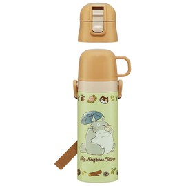 Skater SKDC4-A Children's Friendly, Lightweight, Stainless Steel, 2-Way Water Bottle, 15.2 fl oz (430 ml), My Neighbor Totoro, Cat Bass, Sanrio, For Children, Direct Drinking, Cup Included, Stainless