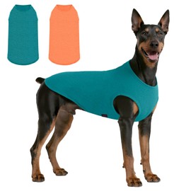 Kickred 2 Pack Dog Shirts, Quick Dry Lightweight Dog T-Shirts Sleeveless Vest, Breathable Pet Clothes Tank Top for Large Medium Small Dogs Boy Girl (Mint Blue+Orange Yellow, XL)