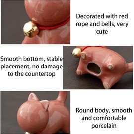 DDBONE 2 PCS Toilet Floor Bolt Caps,Decorative Toilet Bolt Covers Ceramic Frog Ceramic Toilet Bolt Covers Installation Free Statues Home Bathroom Decor (JP CAT RED)