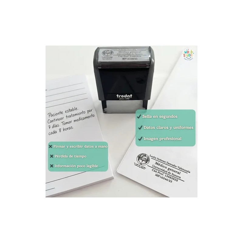 Sello Personalizable Para Doctores Y Medicos 5.8 X 2.2 Cm