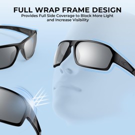 KastKing Chippewa Polarized Sunglasses – UV400 Protection, Full Wrap, 1.0mm TAC Lenses for Fishing, Cycling & Outdoor Sports