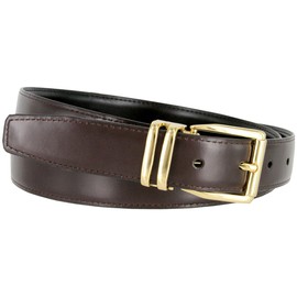 Men's Reversible Genuine Leather Dress Casual Belt 1-1/8" = 30mm wide - Brown/Black, 38