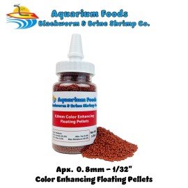 Aquatic Foods Inc. 0.8mm Micro Color Enhancing Floating Pellets for Bettas, Guppies, Babies. Bottle - 1.8oz Bottle