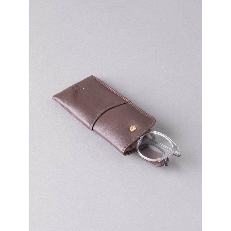Real Leather Glasses Case in Brown genuine leather spectacle pouch