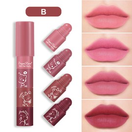 4-in-1 Lipstick Color Changing Lip Balm, 4 Colors, Long Lasting Non-Stick Cups, High Colorizing Melting Lip Makeup, Moisturizing, No-Fall Lipstick (#B)