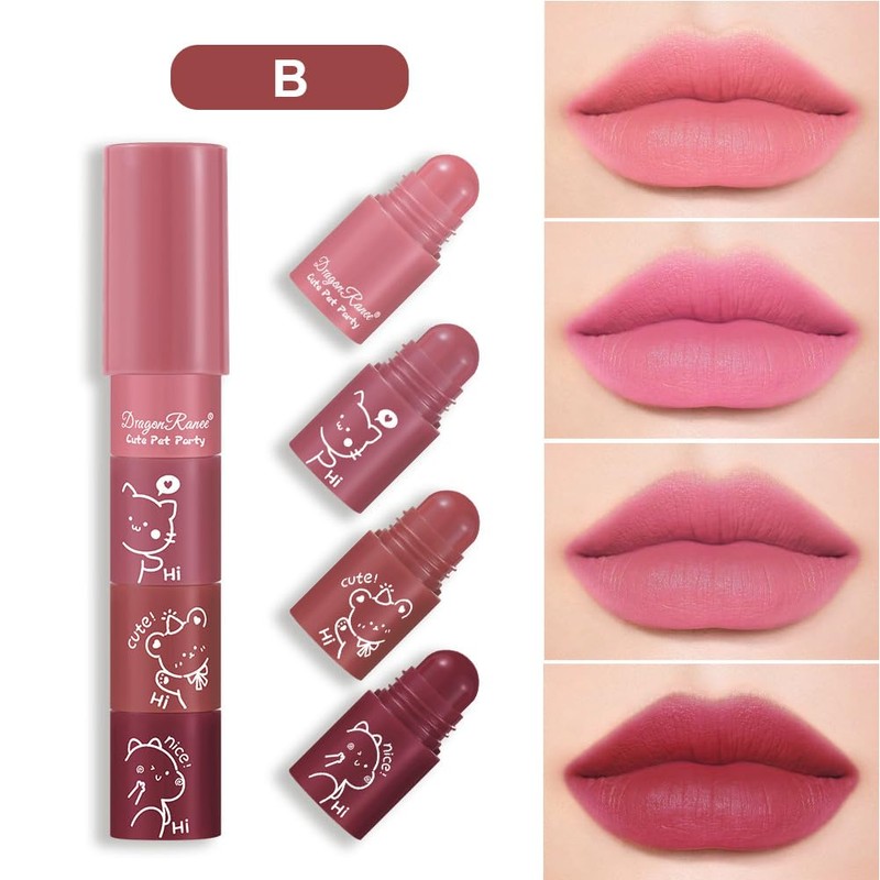 4-in-1 Lipstick Color Changing Lip Balm, 4 Colors, Long Lasting