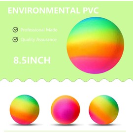 YNHFIFI 4 Pack Playground Ball, 8.5 Inch Rainbow Kickball for Kids Adults Indoor & Outdoor Dodgeball Handball Four Square Ball Schoolyard Game with Hand Pump