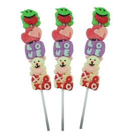 Valentine's Day Marshmallow Kabobs, Cute Love Shaped Candy Skewers for Kids Classroom Parties, Pack of 3