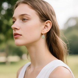 Frog Earrings with Birthstone 925 Sterling Silver Frog Drop Dangle Earrings Peridot Jewelry Gifts for Women (8-August)