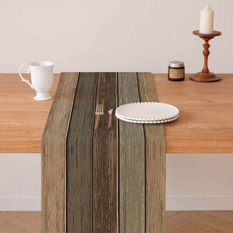 ViaElayu Table Runner Brown 33 x 183 cm Planks Antique