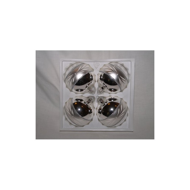 Jingle Bells Lauscha Christmas Tree Bauble Silver with Matt White