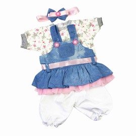 Reborn Baby Dolls Clothes Denim Dress Suit for 20- 22 inch Reborn Doll Girl Baby Clothing Baby Sets Reborn Dolls Matching Clothing 4 pcs Set