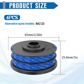 JAMSSOW Pack of 4 Replacement Spool Grass Trimmer Spool Compatible with Ryobi RAC123, Trimmer Line Spool for RLT4027, RLT4125, RLT5027, RLT6030, RLT5127, RLT6130-5132002670, Diameter 1.5 mm, 8.3 m