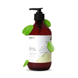 Gel De Ducha Hidratante Natural De Menta Y Cedro: Gel De Ducha Hidratante Para Manos Y Cuerpo Con Betaína Y Extracto De Fruta, Vegano Y Con Certificación Cosmos, Para Hombre Y Mujer (490 Ml)