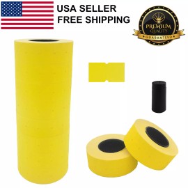 Motex Yellow 1 Line 8,000 Blank Price and Date Gun Labels w 1 Ink Roll, MX-5500