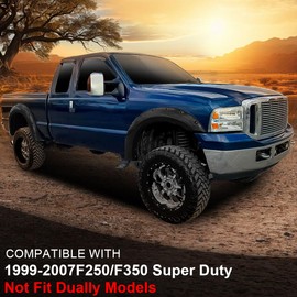 G-PLUS Fender Flares Smooth Pocket Rivet Bolt Style Compatible with Ford F250 F350 Super Duty 1999-2007 (Does Not Fit Dually Models) Wheel Flares Protector Cover 4 PCS