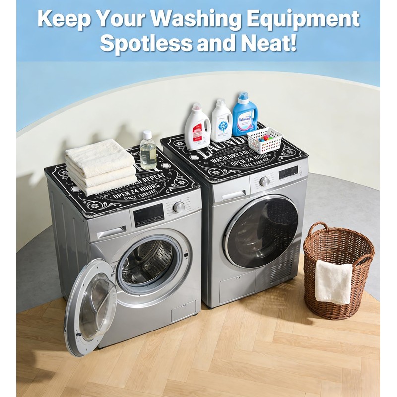Funny Laundry Washer and Dryer Covers for the Top, Black