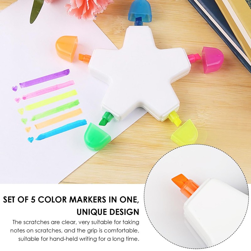 TYGFRT 2 Five-Pointed Star Highlighter Pens, 100 Index Stickers, Five-Pointed
