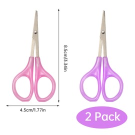 2 Pcs Small Scissors for Crafting,Craft Scissors Small for School,Straight Mini Scissors,Sharp Sewing Scissors for Fabric Cutting,Purple and Pink Scissors for Embroidery,Quilting,Paper Cutting