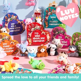 JOYIN - Paquete de 24 Juguetes de Peluche para el día de San Valentín, Rellenos de Cajas de corazón para niños, Llavero de Peluche para Intercambio de Regalos en el Aula, premios de Juego de Fiesta