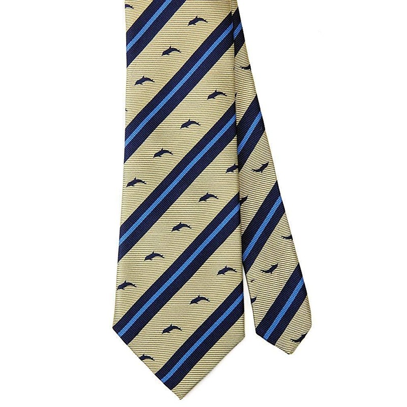 [COLORATA] Carolata Dolphin Pattern Necktie (100% Silk / Jacquard Woven),