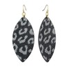 Women's Faux Leather Textured Pattern Elongated Oval Dangle Pierced Earrings,