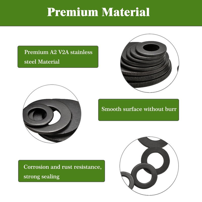 Hexizexi Pack of 80 Washers Black M10 x 16 mm
