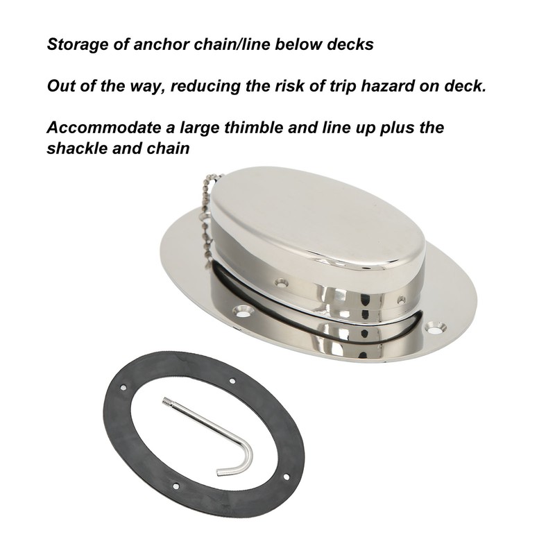 304 Stainless Steel Chain Deck Pipe with Rubber Gasket 6.32x4.47in