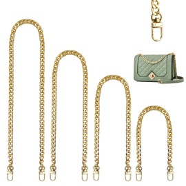 Bag Chain, Pack of 4 Replacement Flat Chain Handbag Chain, Bags Bag Chain, Metal Carry Strap, Handbag Replacement Shoulder Strap Chain, for DIY Handbag, Messenger Bag, Craft Making (Gold)