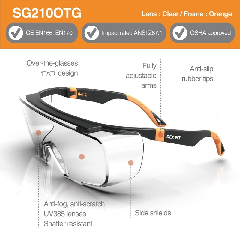 DEX FIT Safety Over Glasses SG210 OTG; Fit Over Your
