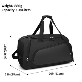 Gym Bag with Shoe Compartment & Wet Pockets for Men/Women,Waterproof Sports Duffle Bags for Workout/Fitness/Travel(20"x11"x11")