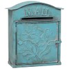 Farmhouse Embossed Tin Wall Mounted Post Mailbox, Rustic Style Decor, Distressed Blue - 12.5 H x 11 W Inches