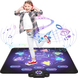 Gleamkid Dance Game Mat for Kids, LED Light-Up 8-Button Dance Pad with Adjustable Volume, Built-in Music, Bluetooth Function, 8 Modes and 3 Difficulty Levels, for Kids Age 3-12