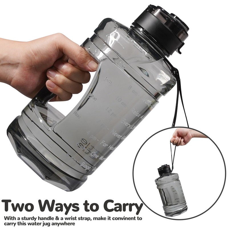 QD.SUZEE Half Gallon Water Bottle,74oz Large Water Jug with Motivational