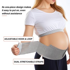 GLIDESMOOTH Pregnancy Belly Band, Maternity Support, Belly Bands for Pregnant Women, Breathable Ergonomic Adjustable Belly Support Bands, Large, Gray
