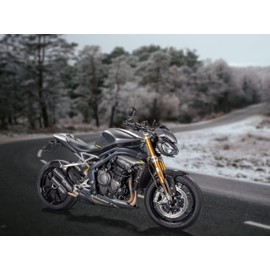 Motorcycle Front Headlight Fairing Cowl with Dark Smoke Windshield Deflector Windscreen Visor Compatible with Speed Triple 1200 RS 2021 2022 2023 2024, Glossy Black