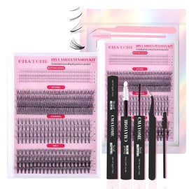 MOTIBACK Cluster Lashes Kit - 160+324PCS Wispy Individual Eyelashes with Bottom Lashes, 10-16mm Russian D Curl, 3 Styles, Includes 5-6mm Lower Lashes, Bond & Seal, Tweezers & Brush
