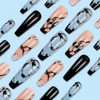 Marble Press on Nails Long Coffin Fake Nails with Design