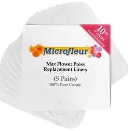 Microfleur Microwave Flower Press Max White Liners – Essential Accessory for Dried Flower Preservation, 10 Durable Cotton Sheets (5 Pairs) for Creative Floral Art Crafting 9” (23 cm)