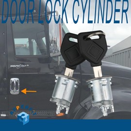 International Cab Door Lock Cylinder w/Keys for Left Driver & Right Passenger Door Handles Compatible with International Trucks Replaces 2506723C92 3606713C94 3546619C92