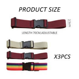DAZZLUXE Pack of 3 Children's Belts, Adjustable Belt, Elastic Belt, Buckle Belt, Military Training Belt, Summer Camp Belt, Suitable for Camping, Daily Life, Parties, Rainbow, Burgundy, Khaki