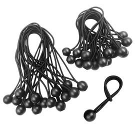 Bungee Cord with Ball, Ball Bungee, Pack of 30 Tent Rubber, Tarpaulin Tensioner with Ball, Rubber Tensioner for Banners, Tents Tensioning Rubber, Expander Loops, Rubber Loops, Tarpaulin Rubber, Black