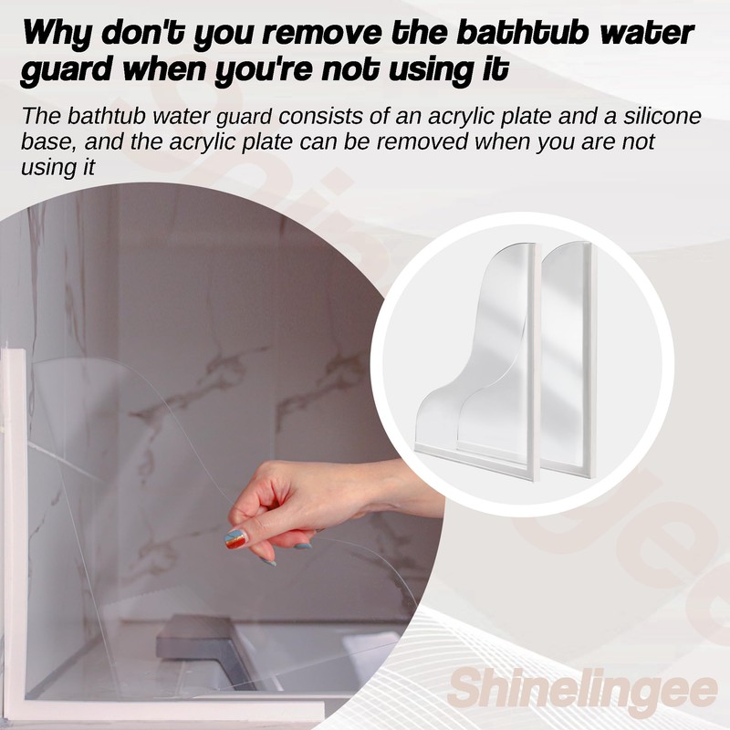 Shineligee 2 Pack Updated Shower Splash Guard, Large Splash Guards