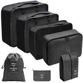 7Pcs Set Travel Organizer Storage Bags - Color: 7Pcs Black